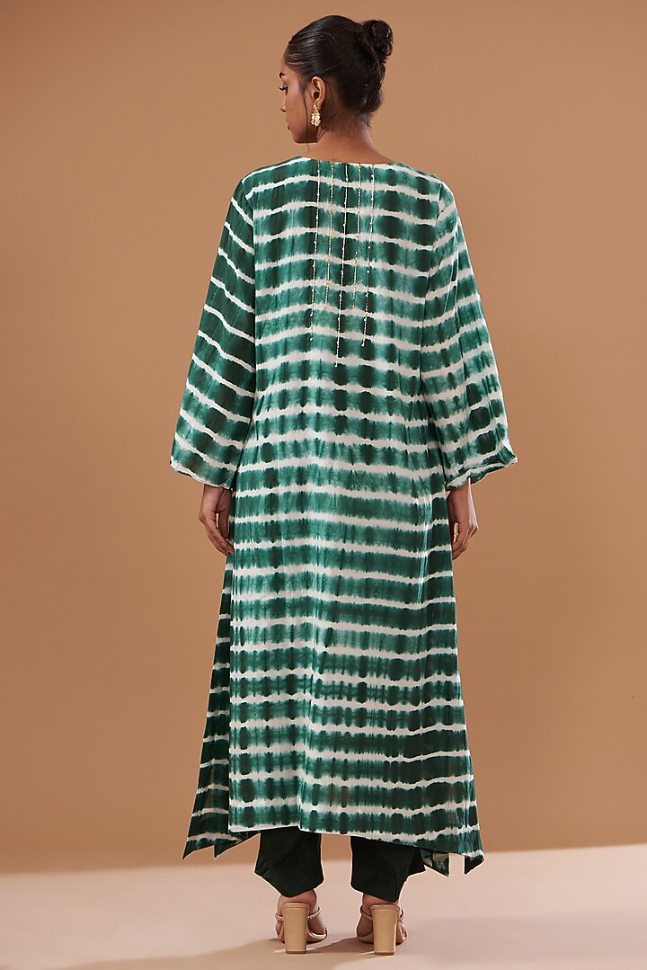 Green Cotton Silk Printed Kurta Set by The Pot Plant at Pernia's Pop Up Shop
