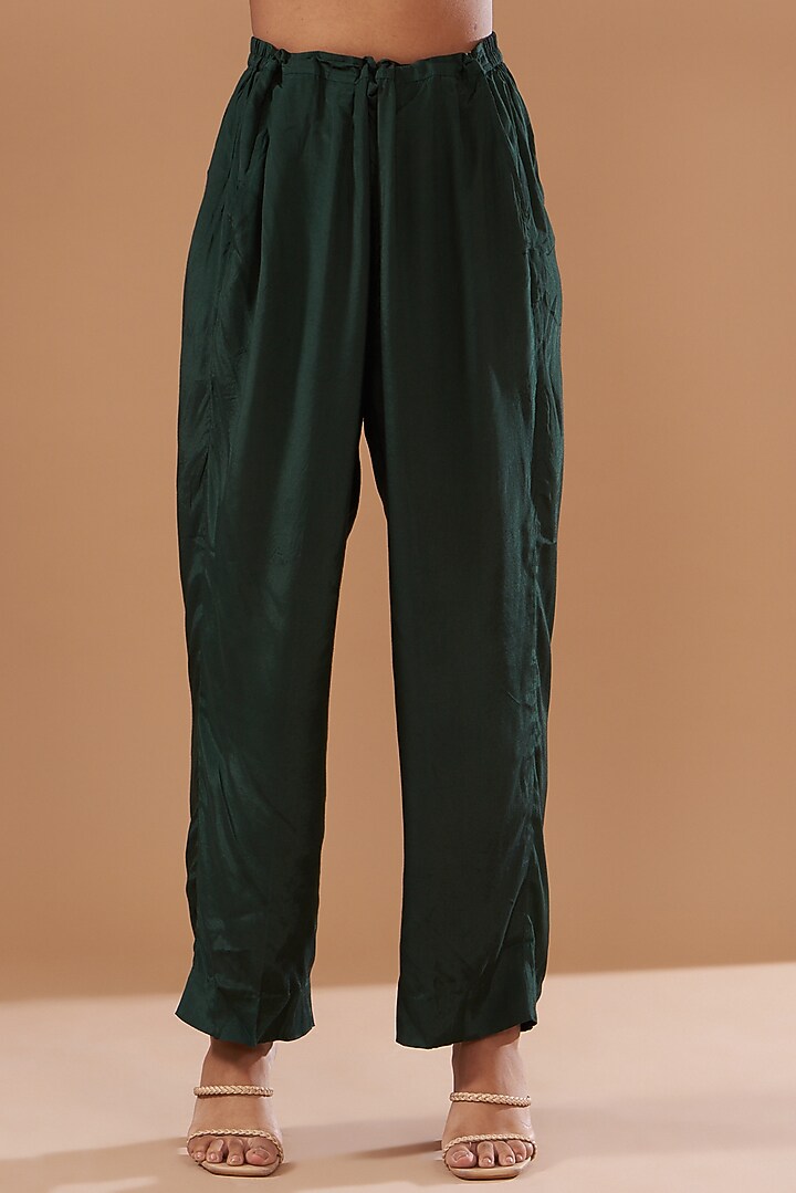 Green Cotton Silk Printed Kurta Set by The Pot Plant at Pernia's Pop Up Shop