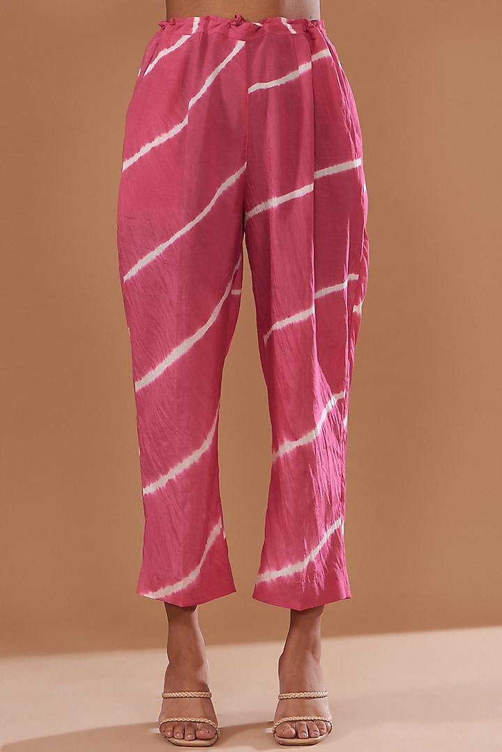 Pink Cotton Silk Printed & Embroidered Kurta Set by The Pot Plant at Pernia's Pop Up Shop