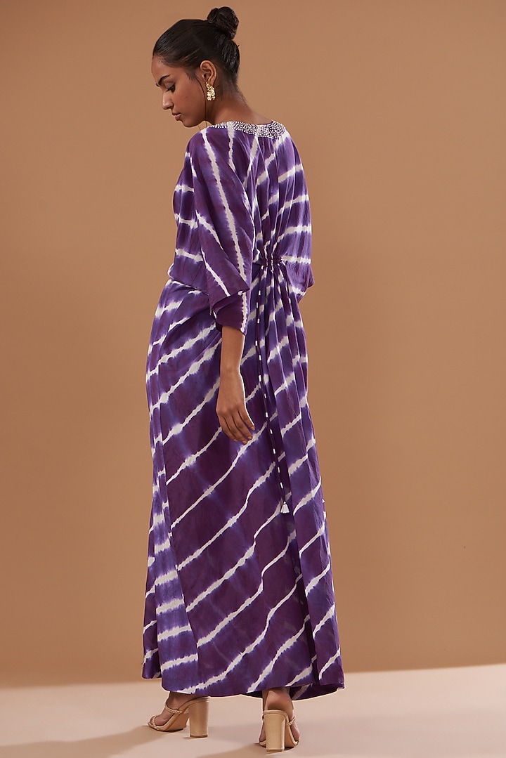 Purple Cotton Silk Printed Kaftan by The Pot Plant at Pernia's Pop Up Shop