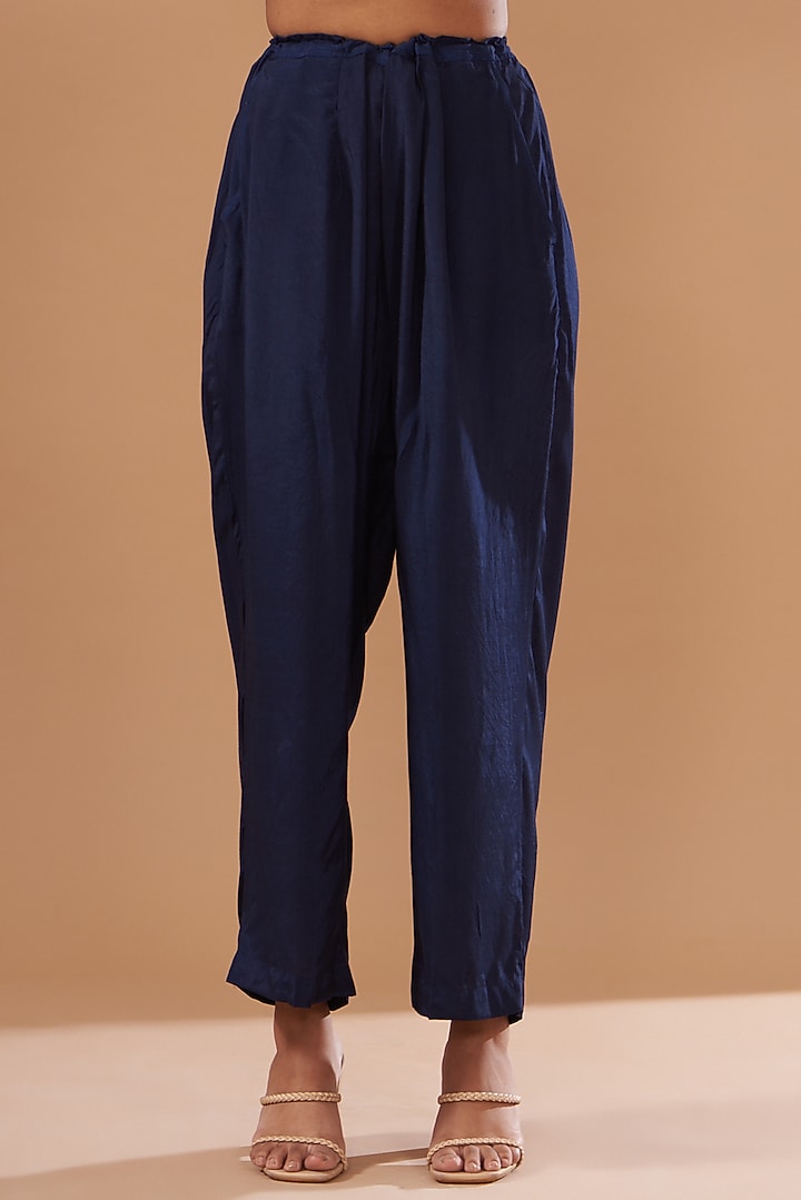 Blue Cotton Silk Embroidered Kurta Set by The Pot Plant at Pernia's Pop Up Shop