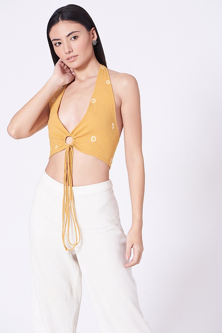 Mustard Hand-Done Shibori Bralette by The Pot Plant at Pernia's Pop Up Shop