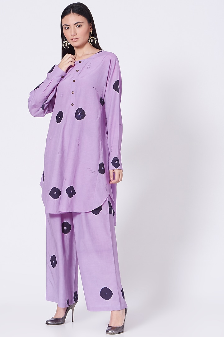 Lilac Hand-Done Shibori Pants by The Pot Plant at Pernia's Pop Up Shop