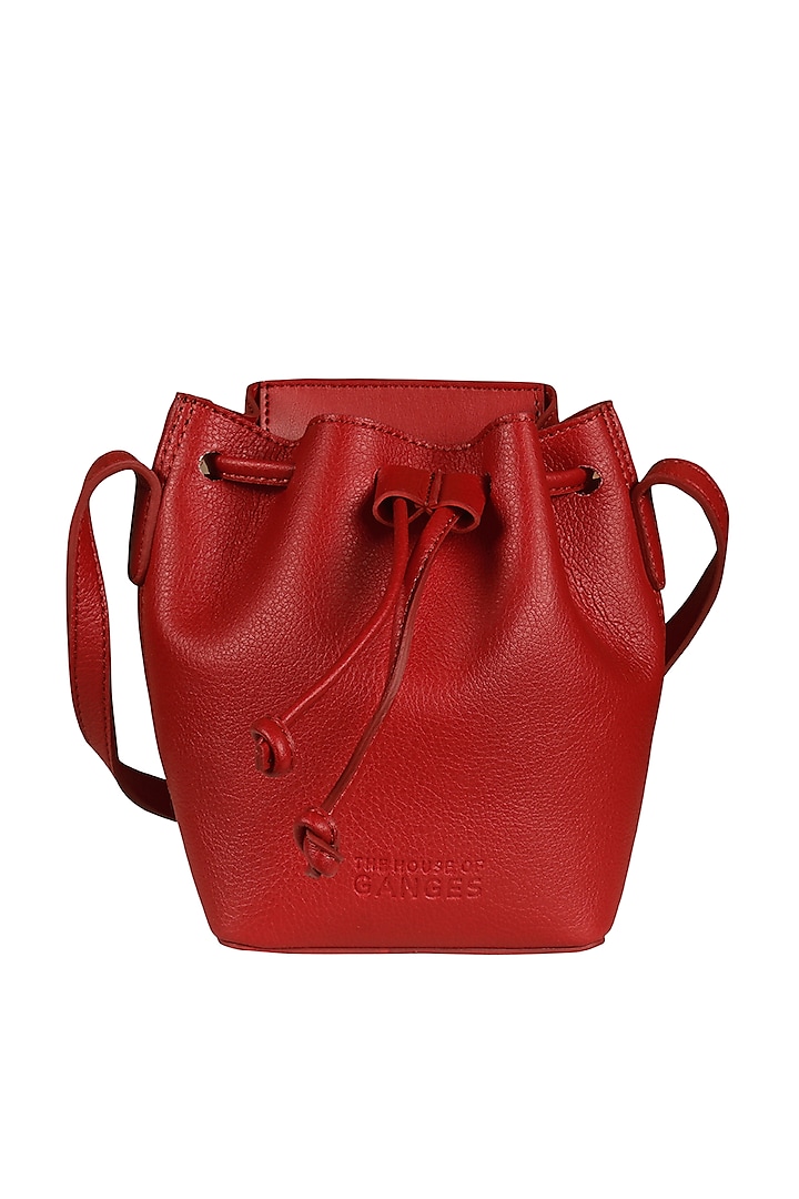 Jam Red Cross Body Bucket Bag by The House of Ganges at Pernia's Pop Up Shop