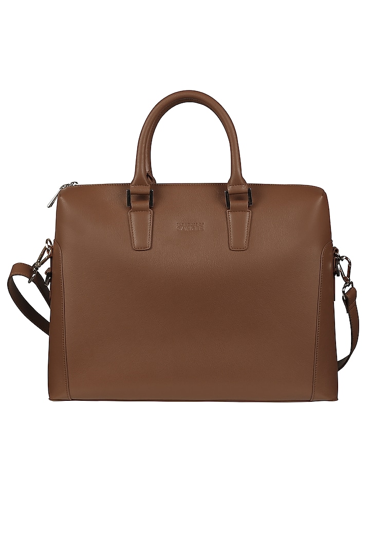 Hickory Brown Faux Leather Laptop Bag by The House of Ganges