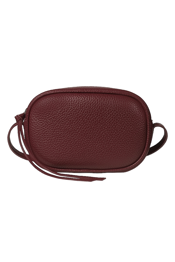 Maroon Crossbody Bag With Adjustable Straps by The House Of Ganges