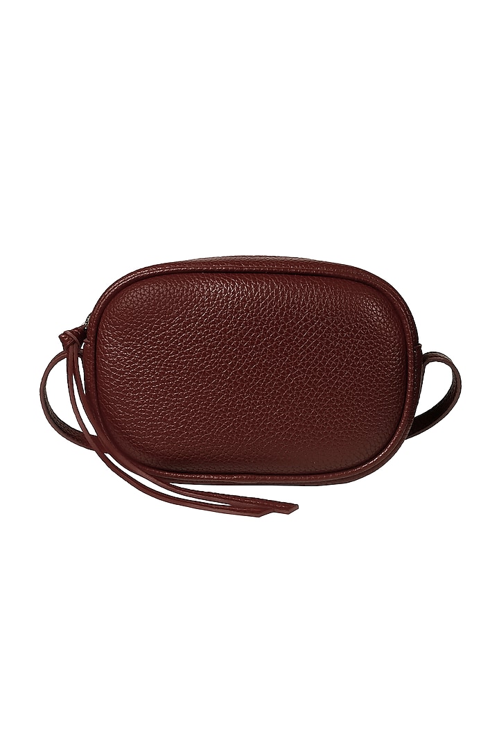 Pecan Brown Crossbody Bag With Adjustable Straps by The House Of Ganges
