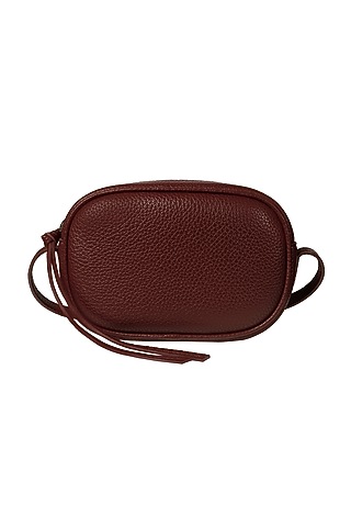 Pecan Brown Crossbody Bag With Adjustable Straps by The House Of Ganges