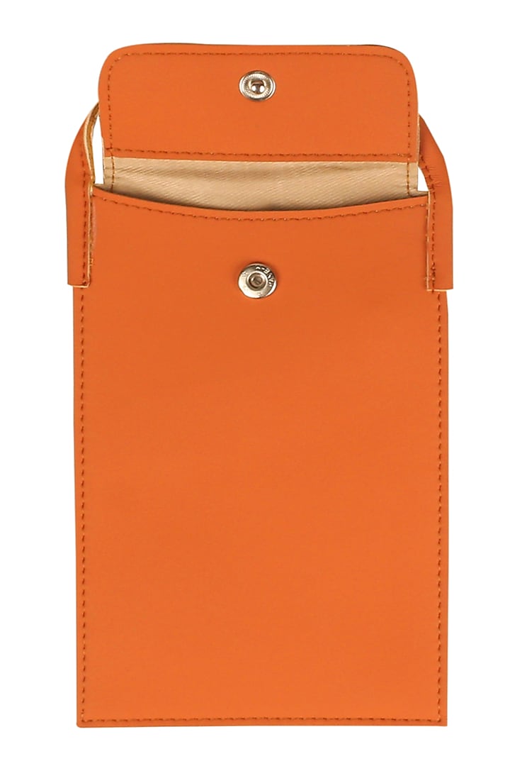 Tan Orange Mobile Case With Sling Handle by The House Of Ganges at Pernia's Pop Up Shop