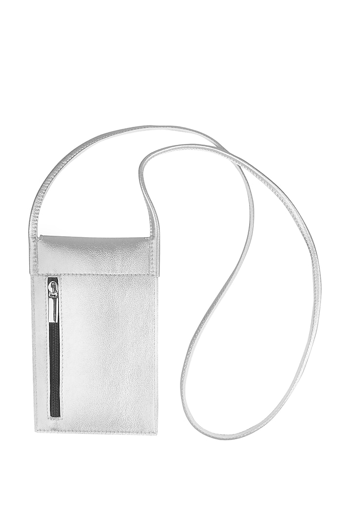 Silver Mobile Case With Sling Handle by The House Of Ganges at Pernia's Pop Up Shop