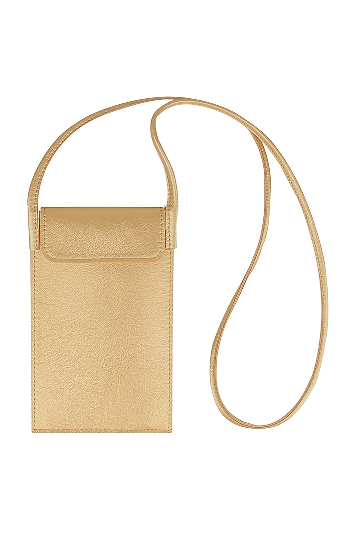 Latte Brown Mobile Case With Sling Handle by The House Of Ganges