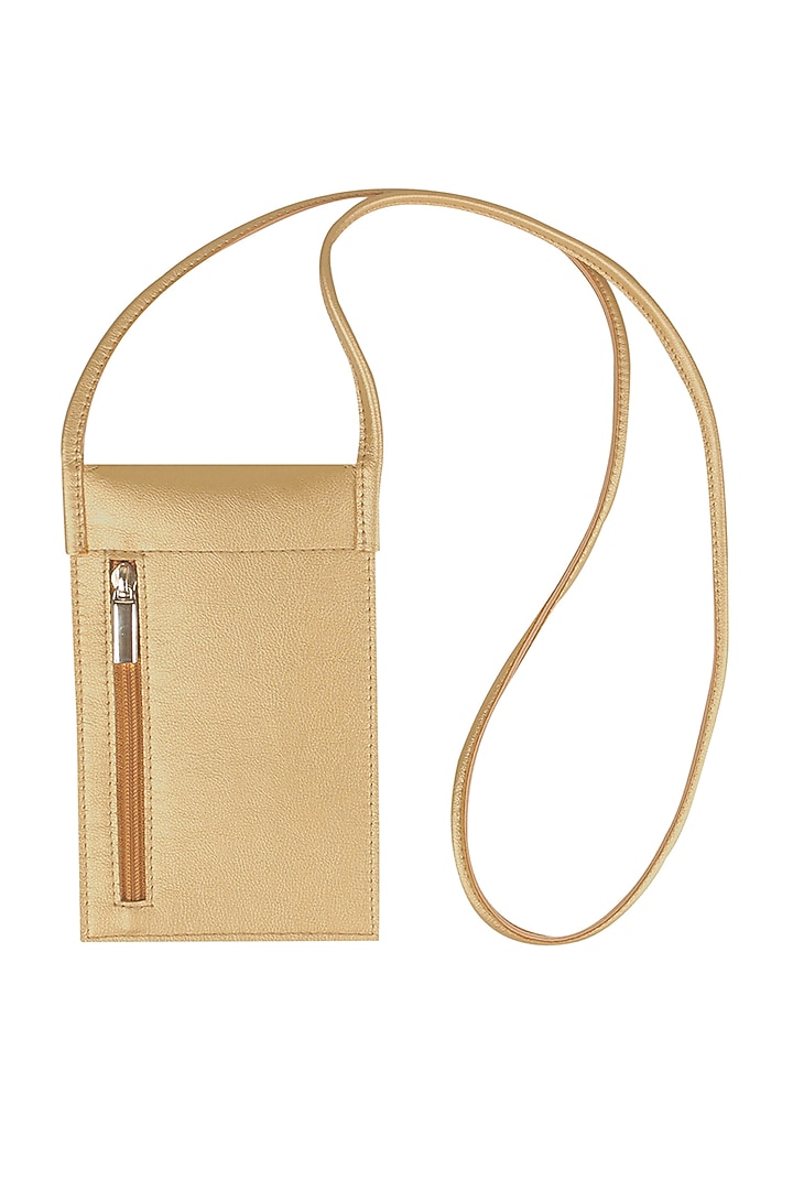 Latte Brown Mobile Case With Sling Handle by The House Of Ganges at Pernia's Pop Up Shop