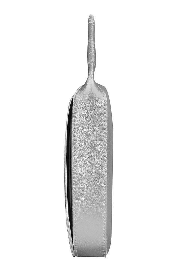 Silver Sling Bag With Button Closure by The House Of Ganges at Pernia's Pop Up Shop