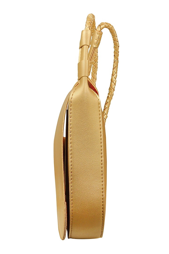 Gold Sling Bag With Button Closure by The House Of Ganges at Pernia's Pop Up Shop