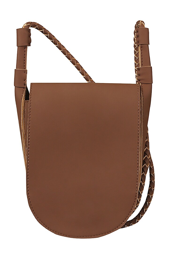 Rocky Road Brown Sling Bag With Button Closure by The House Of Ganges