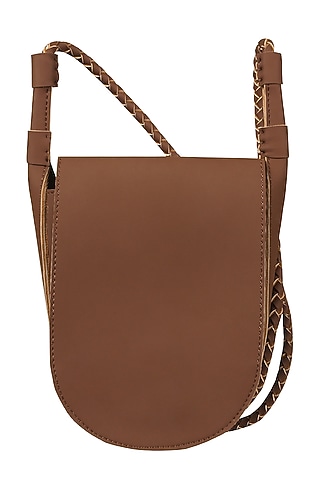 Rocky Road Brown Sling Bag With Button Closure by The House Of Ganges