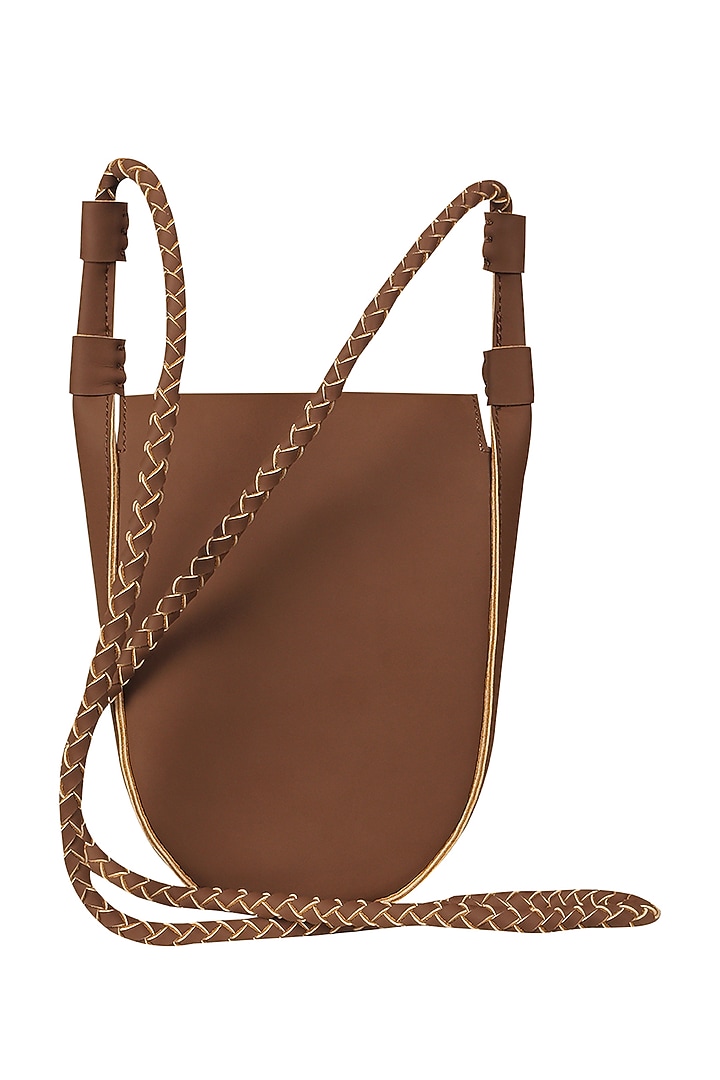 Rocky Road Brown Sling Bag With Button Closure by The House Of Ganges at Pernia's Pop Up Shop