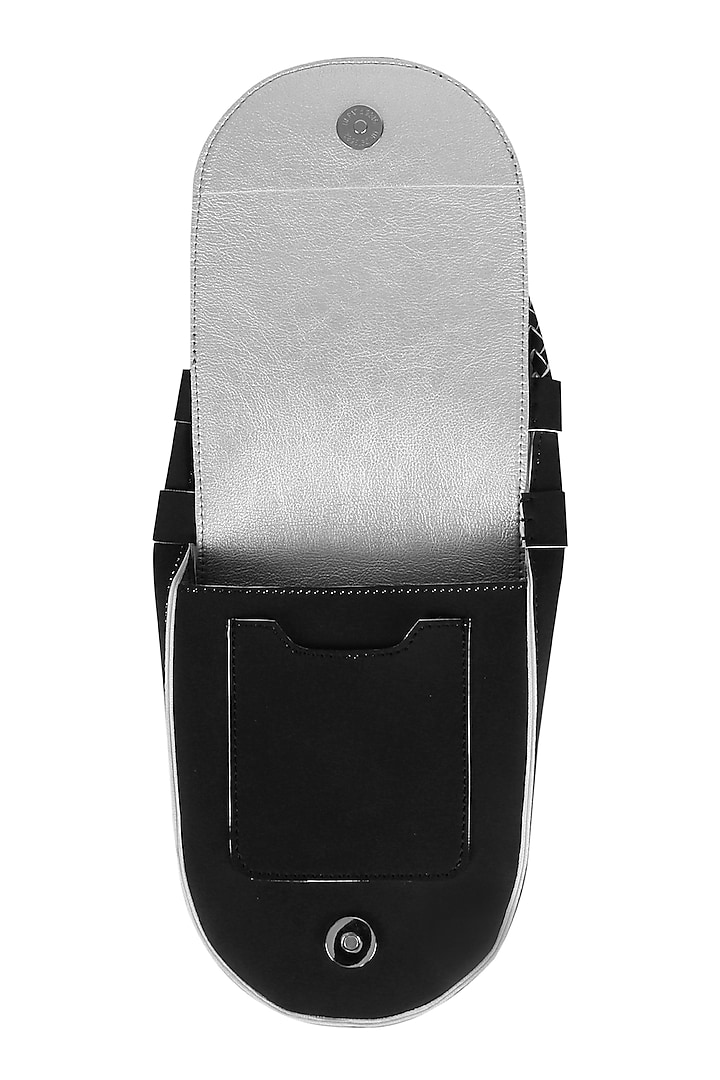Pitch Black Sling Bag With Button Closure by The House Of Ganges at Pernia's Pop Up Shop