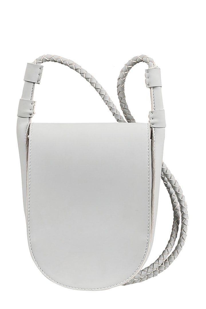 Ice White Sling Bag With Button Closure by The House Of Ganges