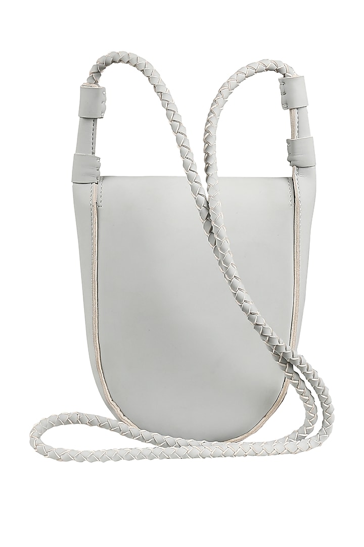 Ice White Sling Bag With Button Closure by The House Of Ganges at Pernia's Pop Up Shop