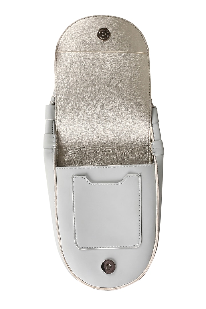 Ice White Sling Bag With Button Closure by The House Of Ganges at Pernia's Pop Up Shop