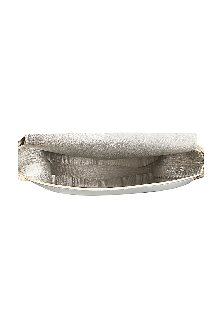 Ice White Sling Bag With Button Closure by The House Of Ganges at Pernia's Pop Up Shop