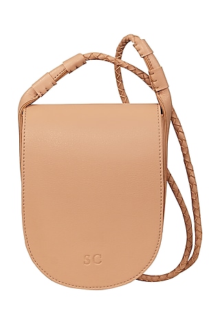 Latte Brown Sling Bag With Button Closure