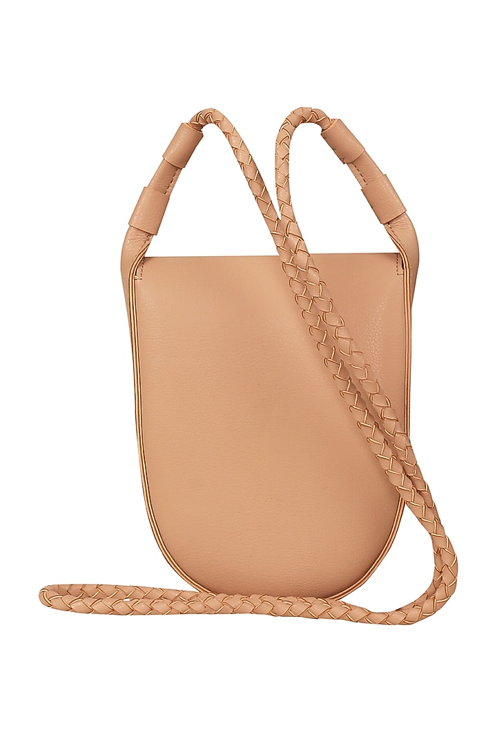 Latte Brown Sling Bag With Button Closure by The House Of Ganges at Pernia's Pop Up Shop
