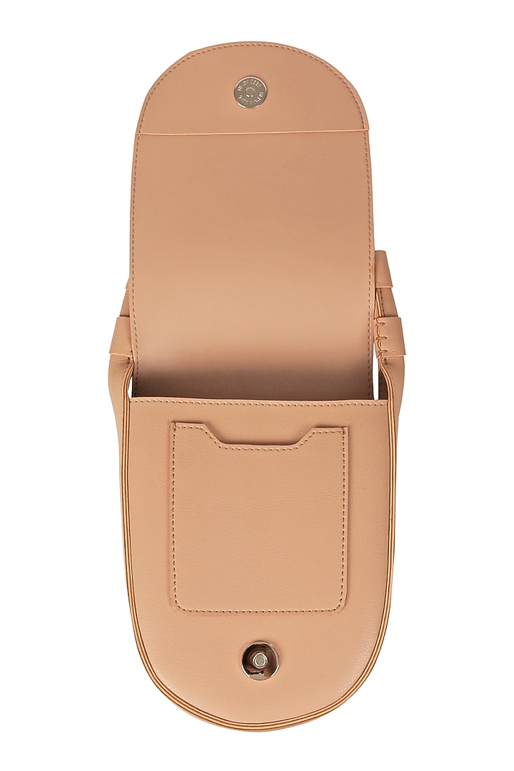 Latte Brown Sling Bag With Button Closure by The House Of Ganges at Pernia's Pop Up Shop