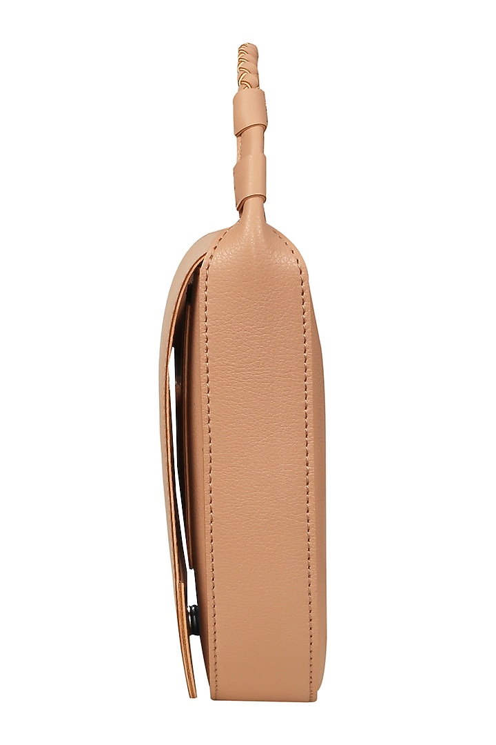 Latte Brown Sling Bag With Button Closure by The House Of Ganges at Pernia's Pop Up Shop