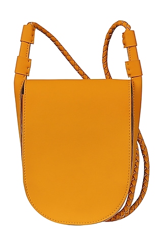 Amber Orange Sling Bag With Button Closure by The House Of Ganges