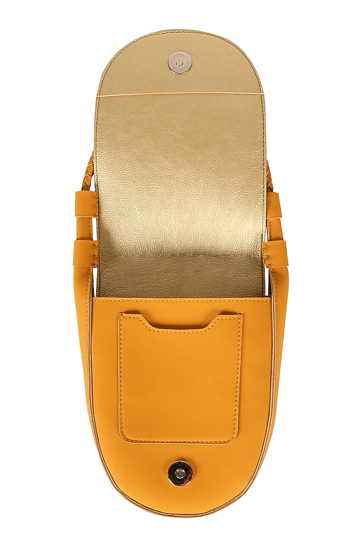Amber Orange Sling Bag With Button Closure by The House Of Ganges at Pernia's Pop Up Shop