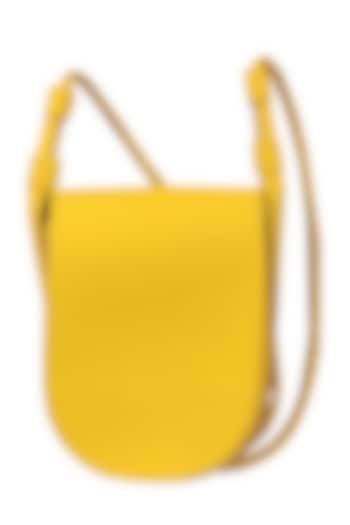 Sunshine Yellow Sling Bag With Button Closure by The House Of Ganges