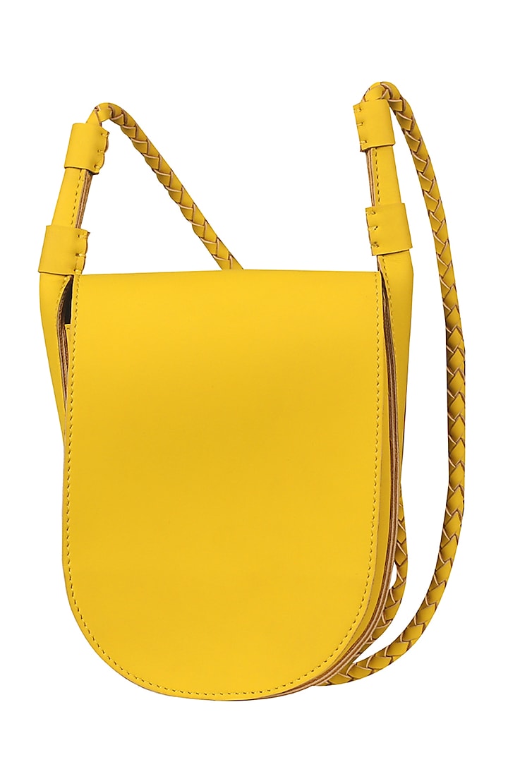 Sunshine Yellow Sling Bag With Button Closure by The House Of Ganges