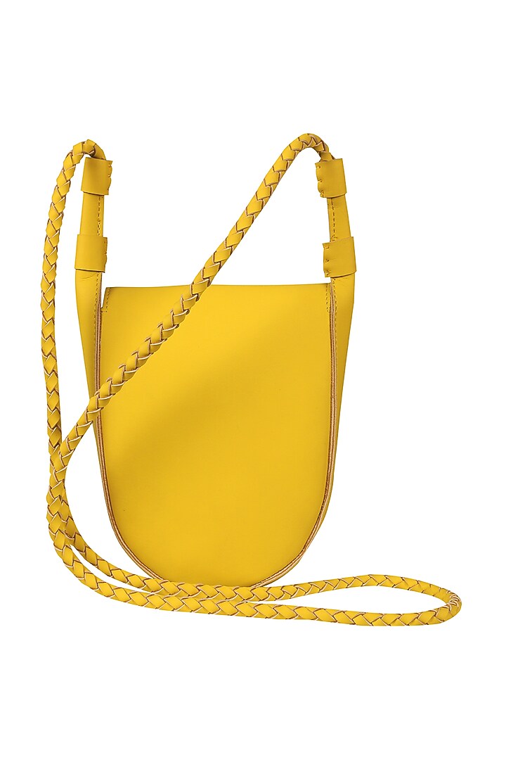 Sunshine Yellow Sling Bag With Button Closure by The House Of Ganges at Pernia's Pop Up Shop