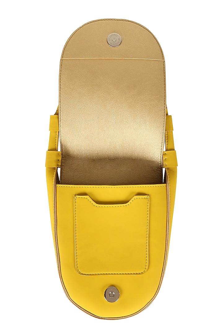 Sunshine Yellow Sling Bag With Button Closure by The House Of Ganges at Pernia's Pop Up Shop