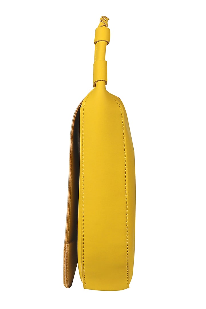 Sunshine Yellow Sling Bag With Button Closure by The House Of Ganges at Pernia's Pop Up Shop