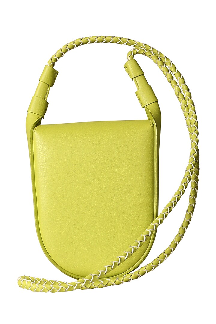 Lime Green Sling Bag With Button Closure by The House Of Ganges at Pernia's Pop Up Shop