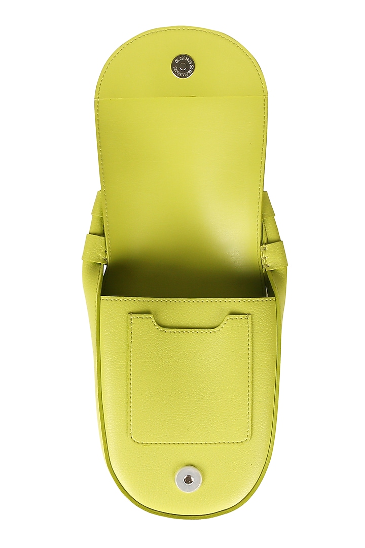 Lime Green Sling Bag With Button Closure by The House Of Ganges at Pernia's Pop Up Shop