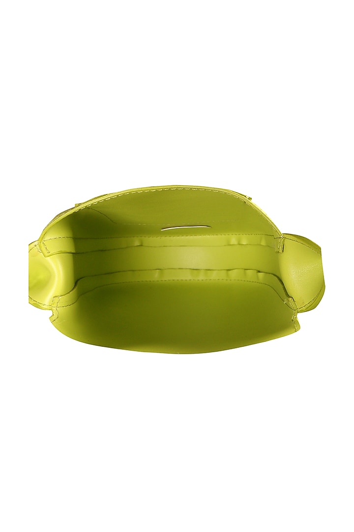 Lime Green Sling Bag With Button Closure by The House Of Ganges at Pernia's Pop Up Shop