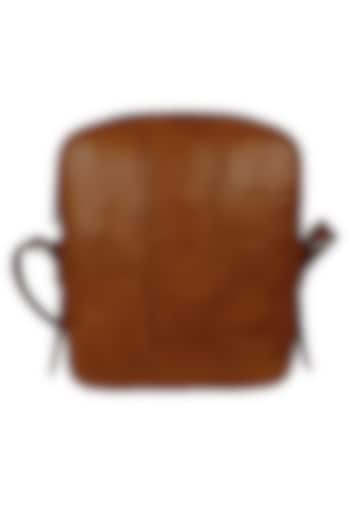 Brown Vegan Leather Messenger Bag by The House Of Ganges Men at Pernia's Pop Up Shop