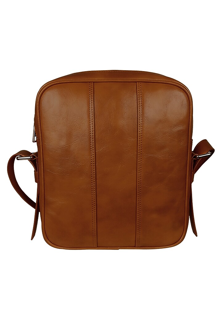 Brown Vegan Leather Messenger Bag by The House Of Ganges Men at Pernia's Pop Up Shop