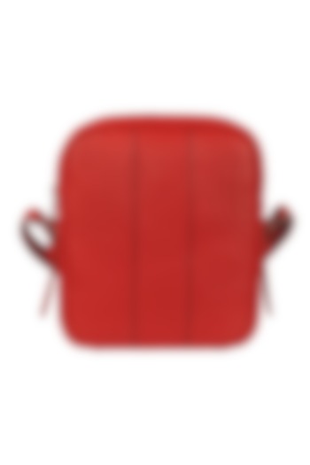 Red Vegan Leather Messenger Bag by The House Of Ganges Men at Pernia's Pop Up Shop