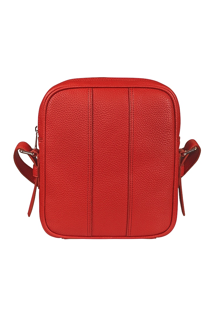Red Vegan Leather Messenger Bag by The House Of Ganges Men at Pernia's Pop Up Shop