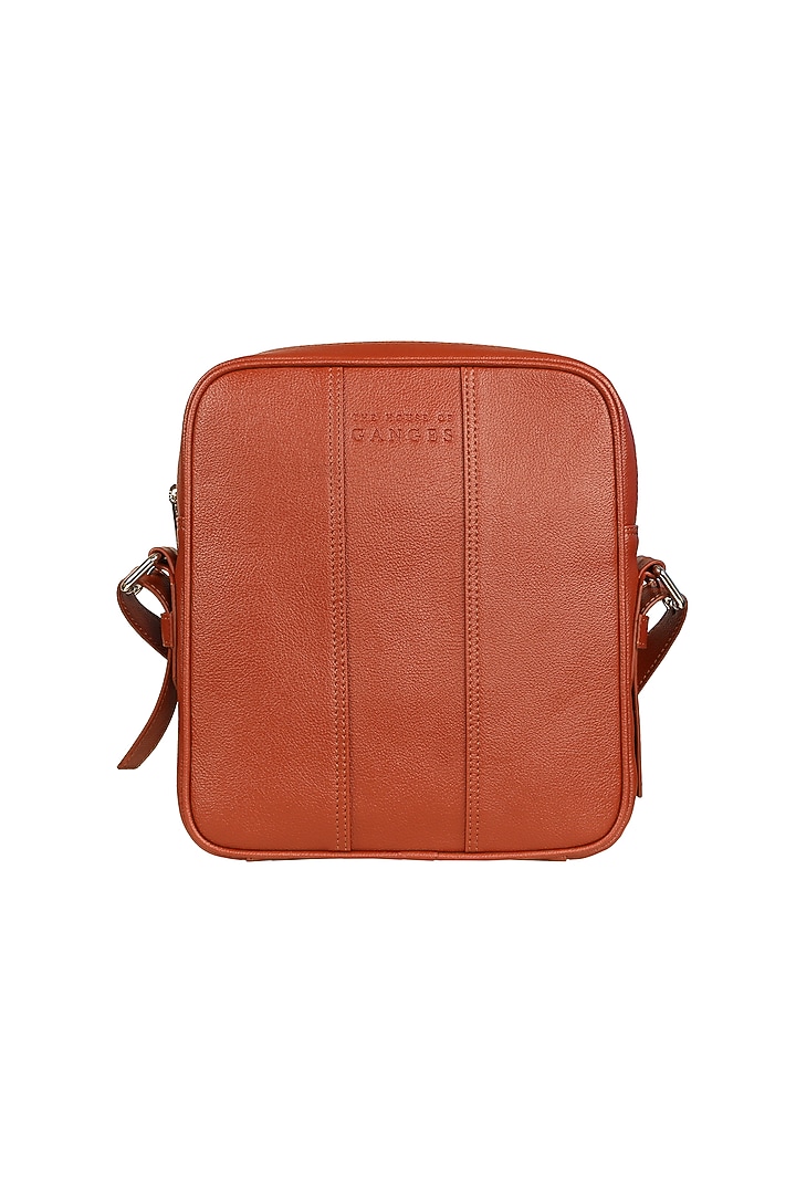 Rust Vegan Leather Messenger Bag by The House Of Ganges Men at Pernia's Pop Up Shop