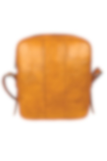Tan Vegan Leather Messenger Bag by The House Of Ganges Men at Pernia's Pop Up Shop