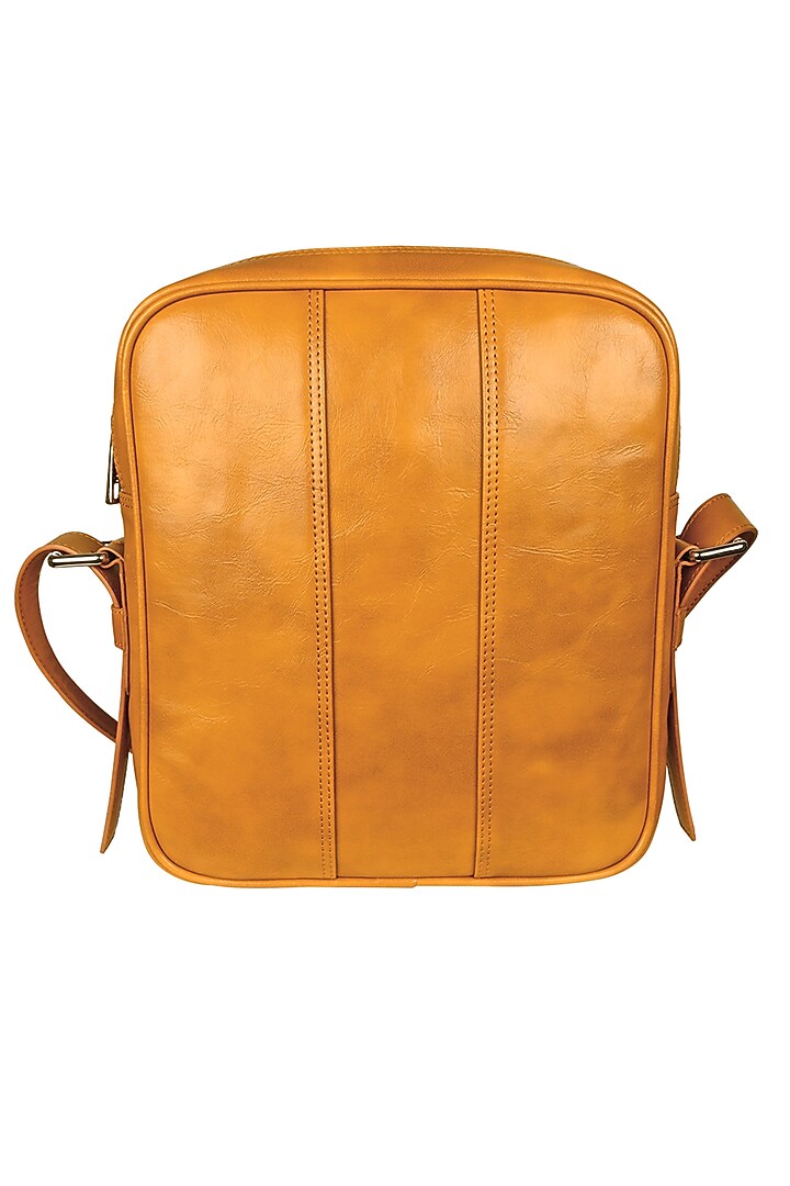 Tan Vegan Leather Messenger Bag by The House Of Ganges Men at Pernia's Pop Up Shop