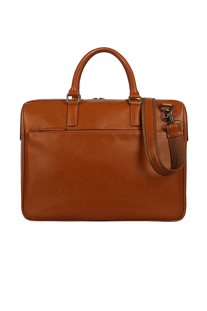 Brown Faux Leather Laptop Bag Design by The House Of Ganges Men at