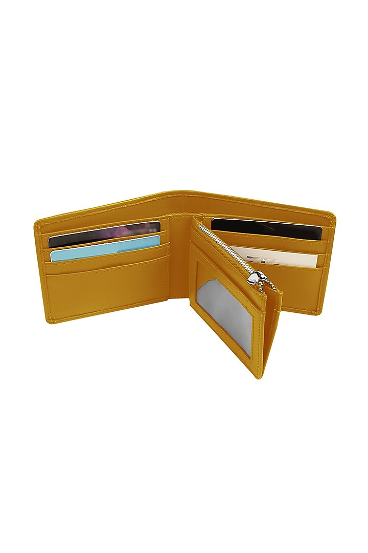 Ochre Yellow Wallet In Vegan Leather by The House Of Ganges Men at Pernia's Pop Up Shop