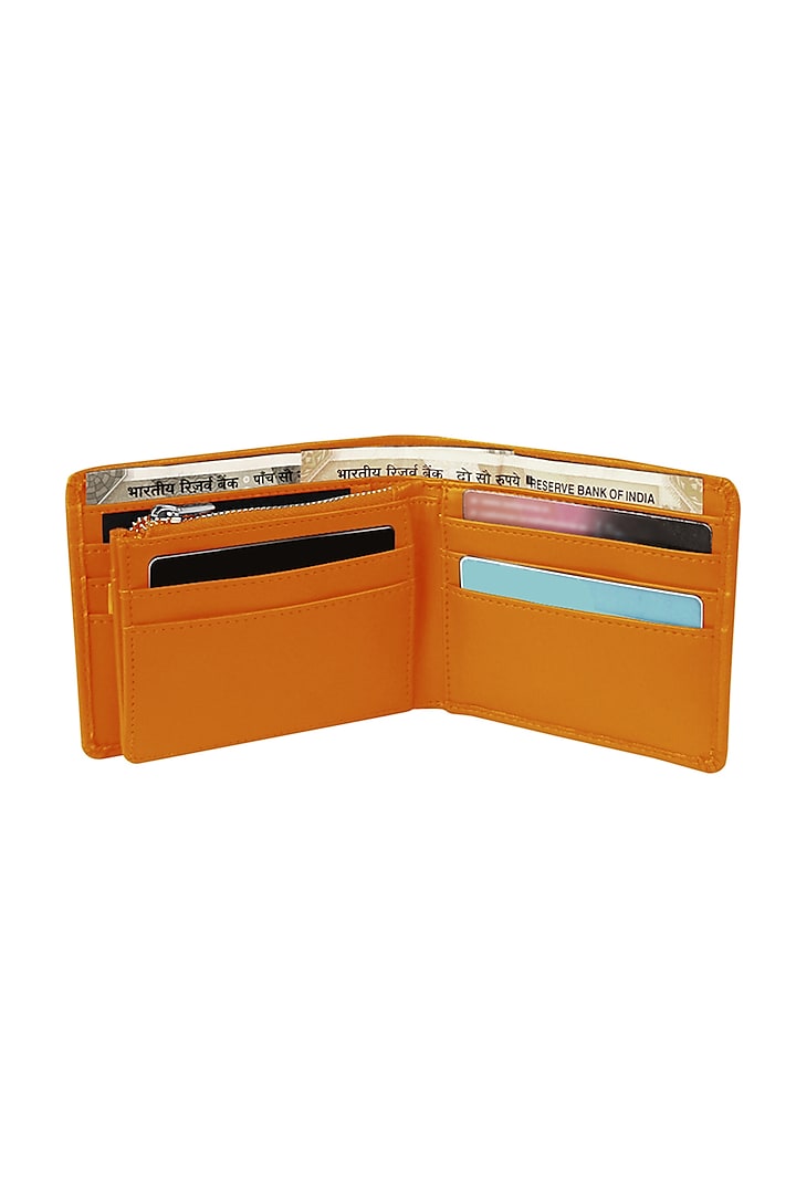 Orange Wallet In Vegan Leather by The House Of Ganges Men at Pernia's Pop Up Shop